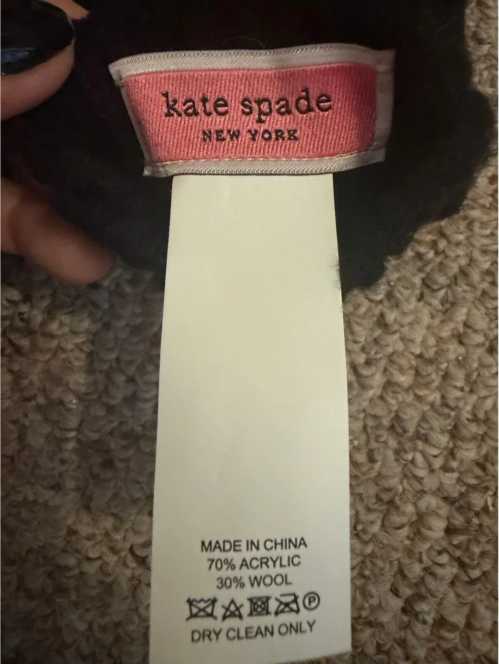 Kate Spade new york pearl/diamond detailed black fingerless mittens